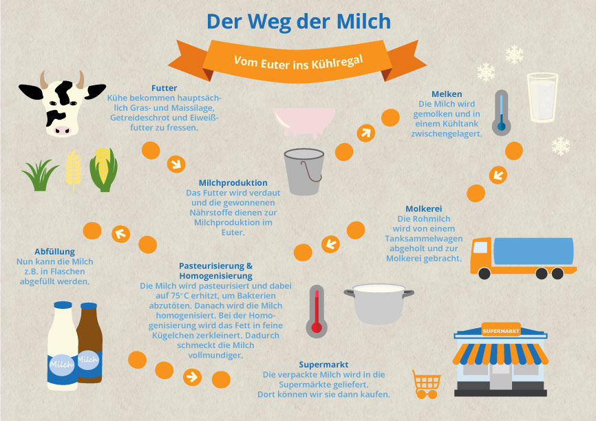 Der Weg der Milch vom Euter ins Kühlregal Der Weg der Milch vom Euter ins Kühlregal